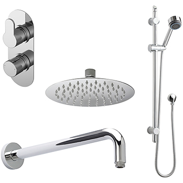 Nuie Arvan Chrome Concealed Thermostatic Shower Set - 2 Control