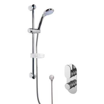 Nuie Round Concealed Thermostatic Shower Valve with Slide Rail Kit and Outlet Elbow