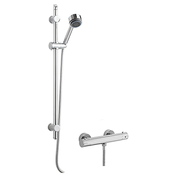 Nuie Round Thermostatic Bar Valve and Shower Kit - 740mm High - Chrome - Image