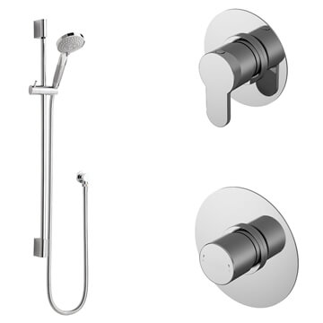 Nuie Concealed Thermostatic Shower Valve with Slider Rail Kit and Outlet Elbow - Image