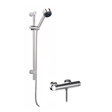 Nuie Exposed Bar Shower Valve with Slide Rail Kit - Multi-Function Handset - Chrome