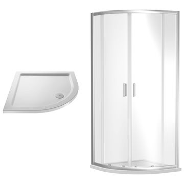 Nuie Rene Two Door Sliding Quadrant Shower Enclosure with Tray - 1850mm High