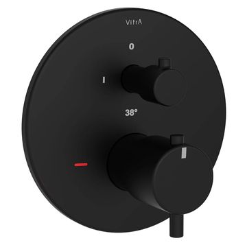 VitrA Concealed Round Thermostatic Matt Black Shower Mixer Valve - 1 Outlet