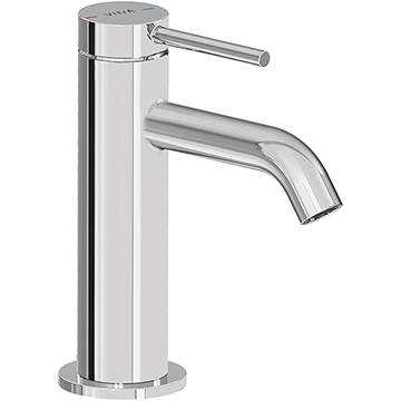VitrA Minimax Contemporary Round Basin Mixer Tap - Curved Spout - Stick Handle