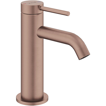 VitrA Minimax Brushed Bronze Round Basin Mixer Tap - Curved Spout - Stick Handle
