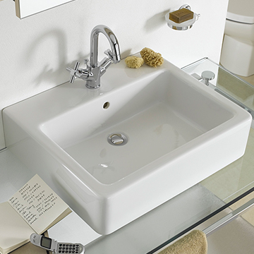 Vitra Nuo Square White 1 Taphole Countertop Basin - 500 x 440mm