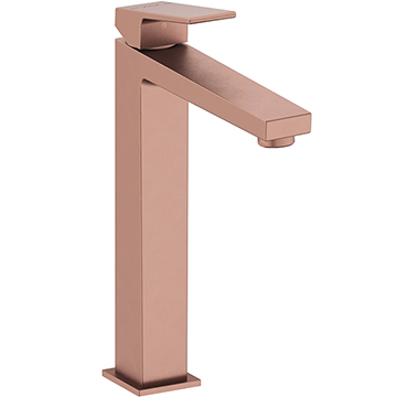 VitrA Minimax Brushed Bronze Tall Basin Mixer Tap - Straight Spout - Flat Handle