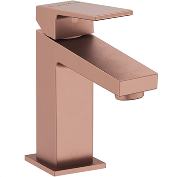 VitrA Minimax Brushed Bronze Square Basin Mixer Tap - Straight Spout - Flat Handle