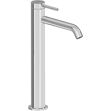 VitrA Minimax Contemporary Round Tall Basin Mixer Tap - Curved Spout - Stick Handle