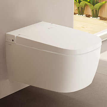 VitrA V-Care White Wall Hung Rimless Smart Shower Toilet - Comfort Height - 375 x 605mm
