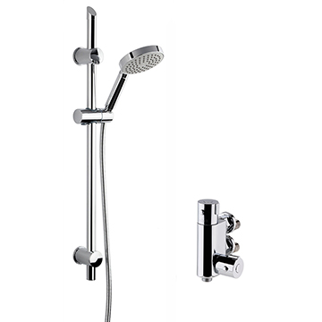 Nuie Round Vertical Thermostatic Bar Shower Valve with Slim Slide Rail Kit - Chrome