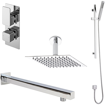 Nuie Windon Chrome Concealed Thermostatic Shower Set - 2 Control