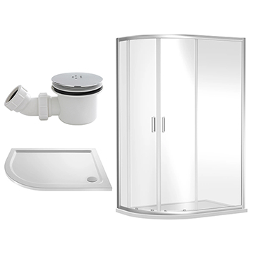 Nuie Rene Offset Quadrant Sliding Shower Enclosure with Tray and Waste - 1850mm High