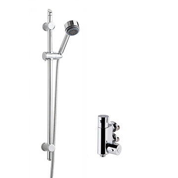 Nuie Vertical Thermostatic Bar Valve and Single-Function Shower Kit - Chrome