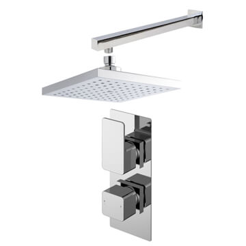 Nuie Windon Twin Thermostatic Shower Valve with Shower Arm and Head - Chrome
