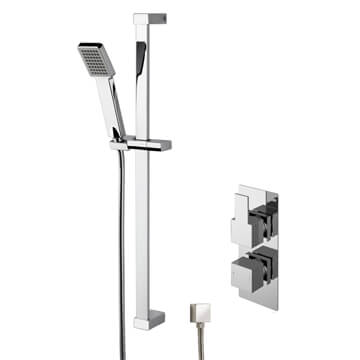 Nuie Concealed Thermostatic Shower Valve with Slide Rail Kit and Wall Elbow - Chrome