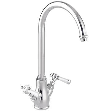 Vado Axbridge Traditional Kitchen Sink Mixer Tap with Curved Swivel Spout - Ceramic Handles