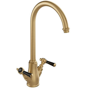 Vado Axbridge Brushed Brass Traditional Kitchen Sink Mixer Tap with Curved Swivel Spout