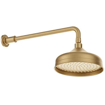 Vado Axbridge Brushed Brass Round Fixed Shower Head - 205 x 205mm - Single Spray Mode