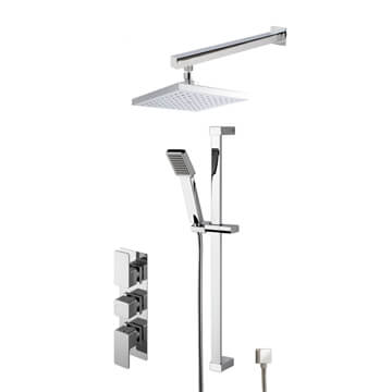 Nuie Windon Concealed Thermostatic Mixer Valve with Shower Head and Slide Rail Kit - SBS43TR2
