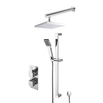 Nuie Dual Control Thermostatic Valve with Diverter - Shower Head and Slide Rail Kit