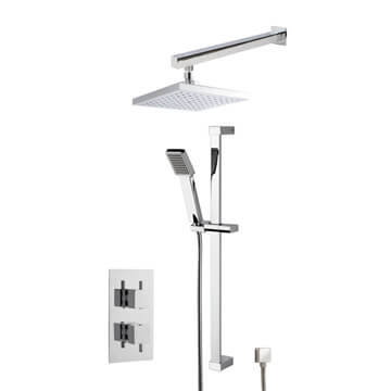 Nuie 2-Outlet Concealed Thermostatic Shower Mixer Valve with Slide Rail Kit and Shower Head - SBS39TW2