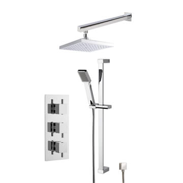 Nuie 2-Outlet Concealed Thermostatic Valve with Fixed Head and Slide Rail Kit - SBS40TR2