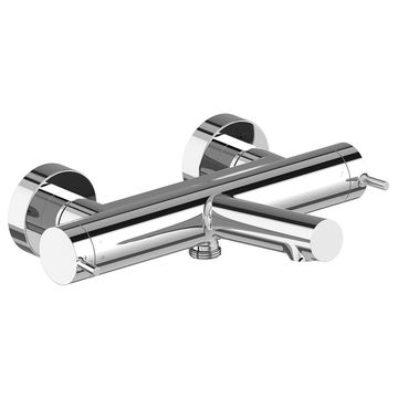Vado Safari Thermostatic Bath Shower Mixer Tap with Diverter - Short Stick Handles - Wall Mounted