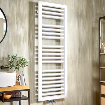 Vogue Contrast Wall Mounted Vertical Straight Heated Towel Rail - Mild Steel - 500 x 1200mm