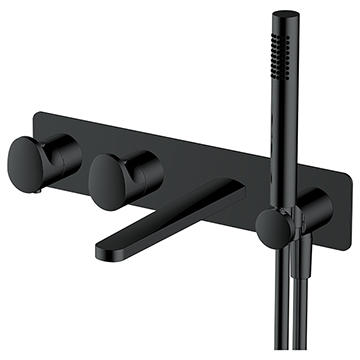RAK Thermostatic Concealed Matt Black Shower Valve with Handset and Spout - 2 Outlets