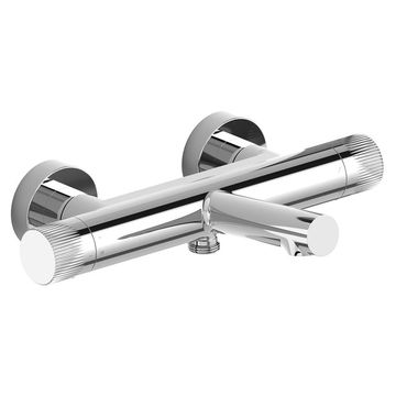 Vado Safari Thermostatic Bath Shower Mixer Tap with Diverter - Fluted Knob Handles - Wall Mounted