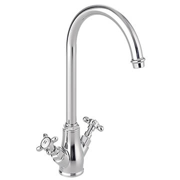 Vado Axbridge Traditional Chrome Kitchen Mixer Tap with Swivel Spout - Crosshead Handles
