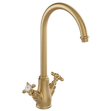 Vado Axbridge Traditional Brushed Brass Kitchen Sink Mixer Tap with Swivel Spout
