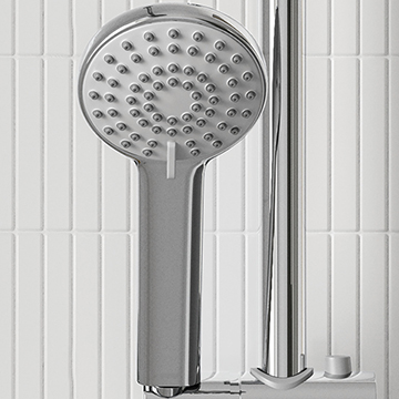 Bristan ABS Round Shower Handset - Rub Clean Nozzles - Three Spray Modes