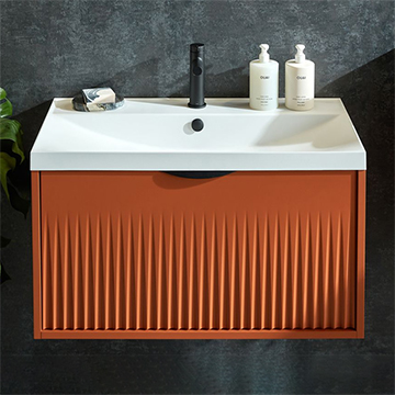 Vado Safari Contemporary Semi-Fluted Wall Hung Vanity Unit - 1 Drawer - 415mm High