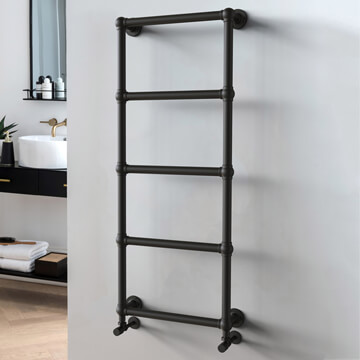 Vogue Ballerina Wall-Mounted Matt Black Finish Traditional Towel Rail - Mild-Steel - 498mm Width