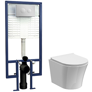 Nuie Wall Hung Rimless WC Pan With Soft Close Seat And Concealed Cistern - CEZFR001