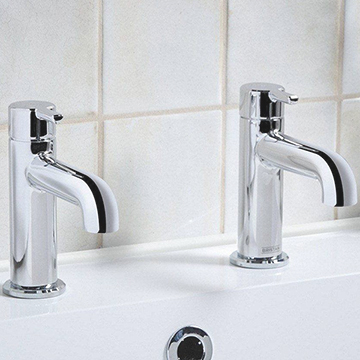 Bristan Altum Pair Of Basin Taps with Curved Spout - Short Handle - Deck Mounted - Image