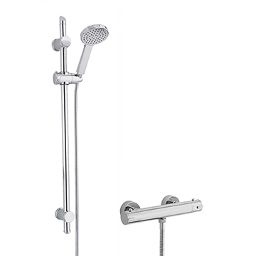 Nuie Minimalist Thermostatic Bar Valve with Water Saving Shower Kit - Chrome