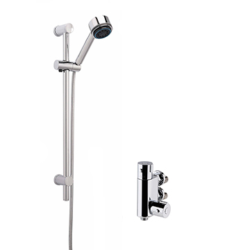 Nuie Vertical Thermostatic Bar Shower Valve with Multi Function Slider Rail Kit - Chrome