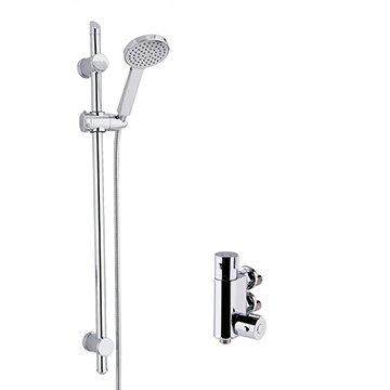 Nuie Vertical Thermostatic Bar Valve with Water Saving Shower Kit - Chrome