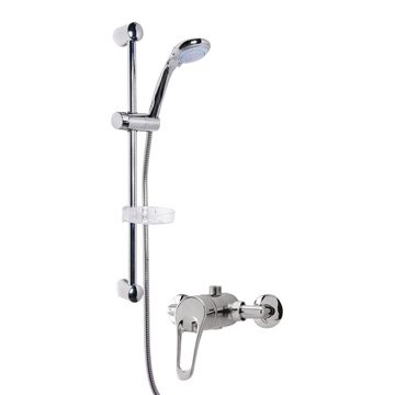 Nuie Chrome Exposed Manual Shower Valve with Slide Rail Kit- Multi-Function Handset - 595mm High