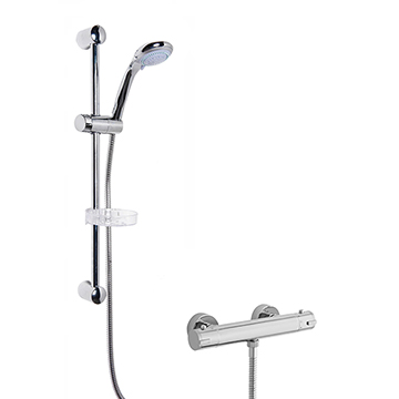 Nuie Minimalist Exposed Thermostatic Bar Valve and Multi-Function Shower Kit - Chrome