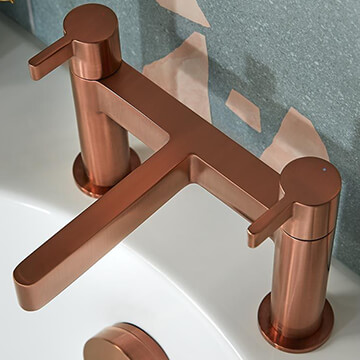 Vado Edit Contemporary Bath Bridge Mixer Tap - Slim Handles and Spout - Deck Mounted