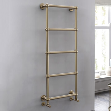 Vogue Ballerina Mild Steel Wall Hung Brushed Brass Traditional Towel Rail - 498mm Width