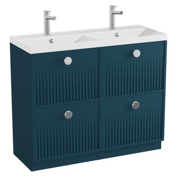 Vado Safari Semi-Fluted Floorstanding Double Vanity Unit - 4 Drawer - 800mm High