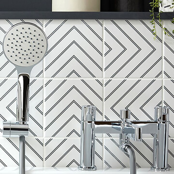 Vado Edit Contemporary Chrome Bridge Bath Shower Mixer Tap - Slim Handles and Spout - Deck Mounted