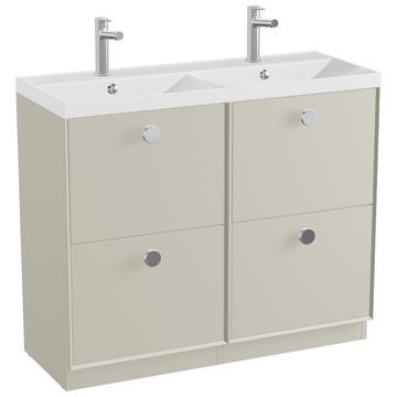 Vado Safari Contemporary Floorstanding Double Basin Vanity Unit - 4 Drawer - 800mm High