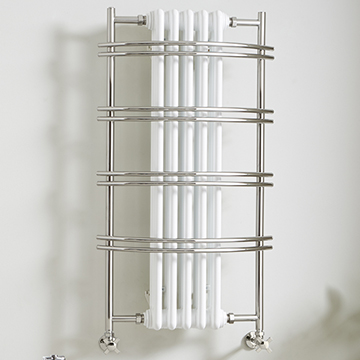 Vogue Sequel III Wall-Mounted Traditional Curved Towel Rail - 550 x 1000mm - Chrome and White