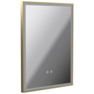 Vado Safari Rectangular Borderlit LED Mirror with Demister Pad - Satin Brass Frame